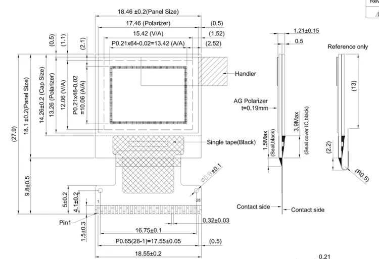 0.66 inch OLED Screen Graphic Monochrome Micro OLED Display Module